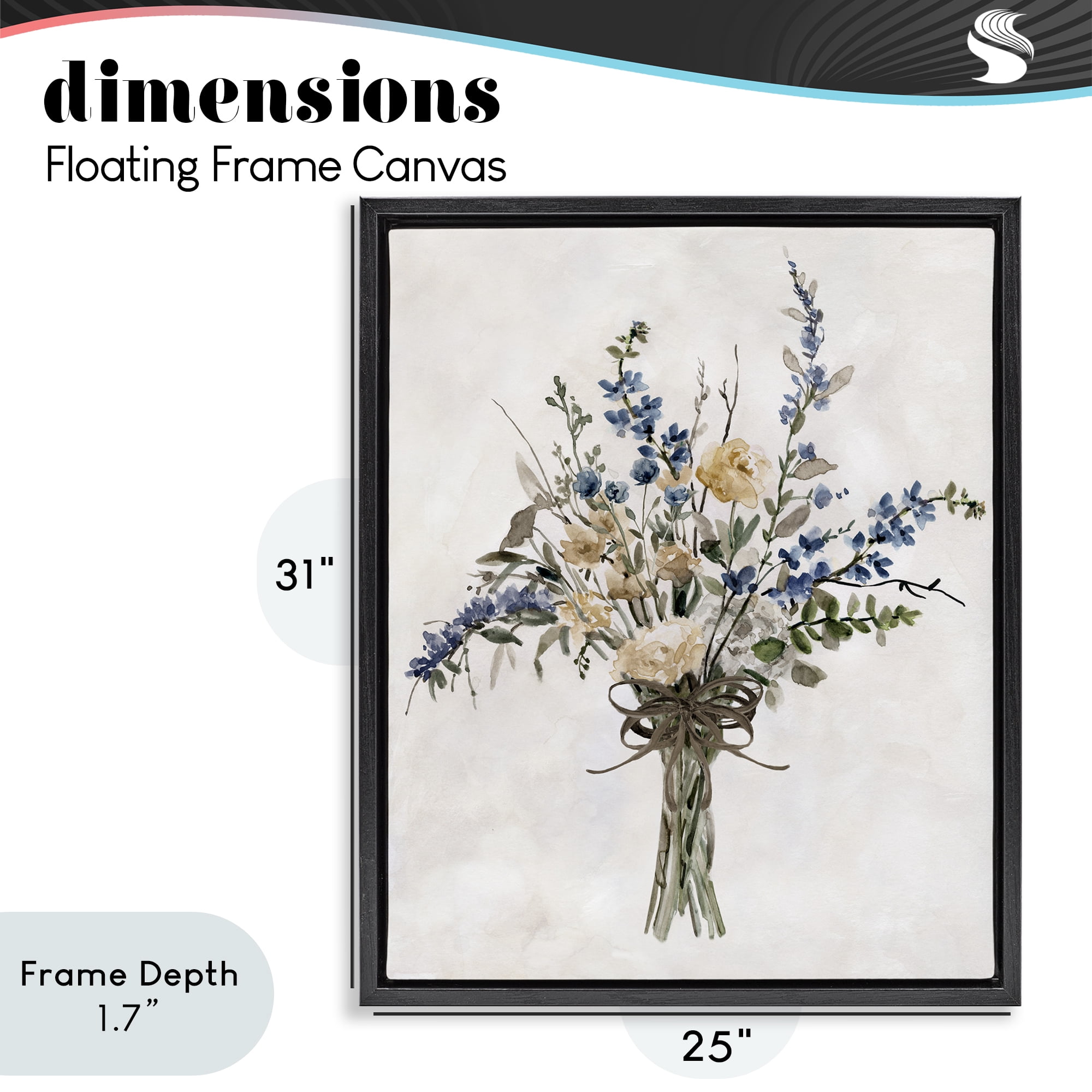 Stupell Industries Subdued Flower Bushel Black Framed Floater Canvas Wall Art, design by Carol Robinson