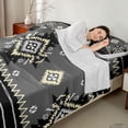 thumbnail image 3 of Erosebridal Bohemian Aztec Full Size Sheets, Gray Black Aesthetic Bed Sheets, 4 Pieces 1 Flat Sheet, 1 Fitted Sheet and 2 Pillowcases, 3 of 5