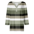 thumbnail image 4 of Camiseta de Mujer Camiseta Estampado Botón Manga 3/4 Diario Fin de Semana Moda Básico Cuello en V Regular Top Verde Claro/M, 4 of 5