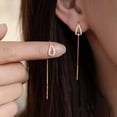 thumbnail image 2 of S925 Sterling Silver Threader Earrings for Women Dainty Long Chain Ear Line with Cubic Zirconia Elegant Dangle Tassel Earrings Heart Earring Wedding Jewelry Christmas Weeding Gifts for Her, 2 of 6
