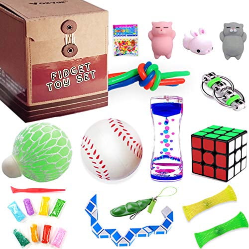 Fidget Toys Set Sensory Toys Pack For Stress Relief And Anti Anxiety 25 Pack Motion Timer Marble And Mesh Pack Of Squeeze Balls Grape Ball Slime Stretchy String Squeeze A Bean Soybeans More Walmart Com Walmart Com