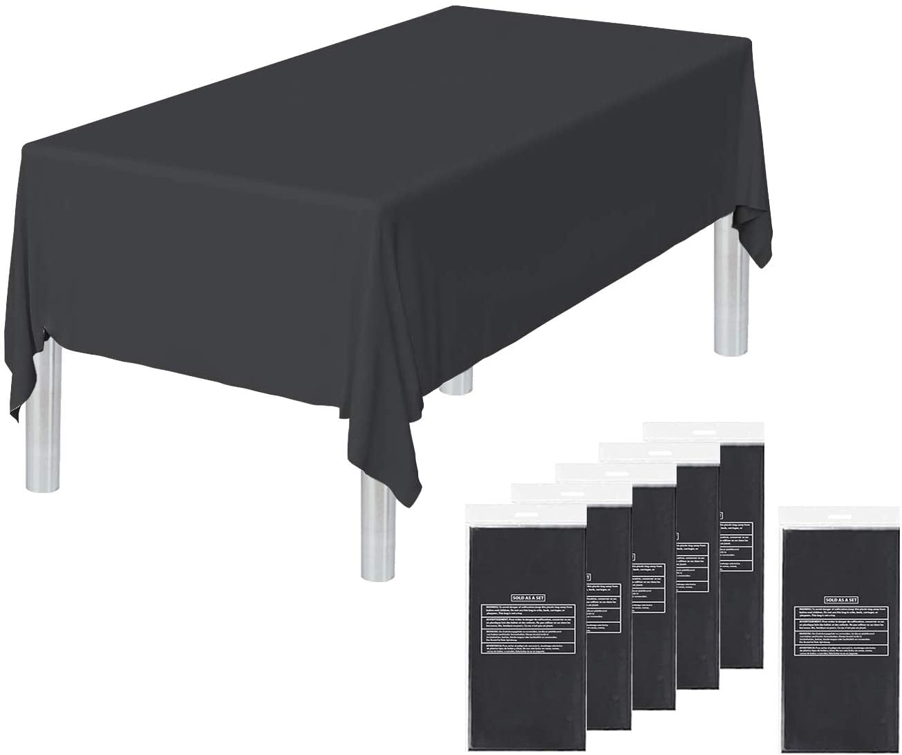Waterproof Covers for Indoor or Outdoor Events & Parties Sonluma 6 Pack 108 X 54 Black Premium Disposable Plastic Tablecloth for 8ft Long Rectangle Tables 