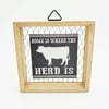 Way to Celebrate Harvest Cow Black Decorative Wire Sign in Wood Frame, 6"