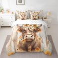 thumbnail image 2 of jejeloiu Cute Highland Cattle 7-Piece Bedding Comforter Set,Rustic Plant Floral King Bedding Sets,Old Wooden Board Bed Sheets For Kids,Microfiber Bedroom Decor Reversible, 2 of 8