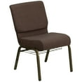thumbnail image 1 of HERCULES Series 21''W Church Chair in Brown Fabric with Cup Book Rack - Gold Vein Frame, 1 of 9