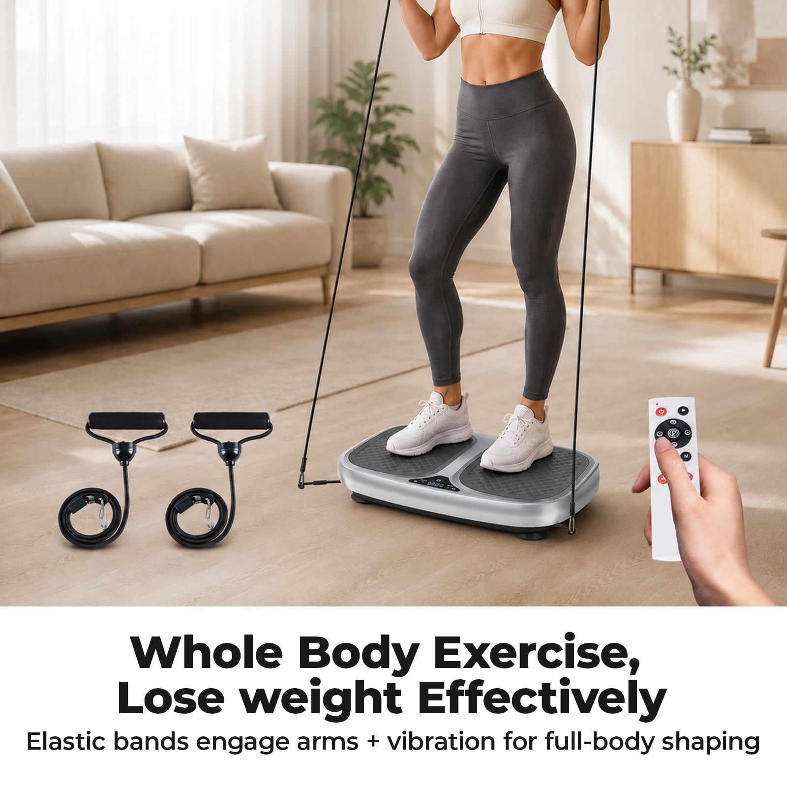 Alvantor Vibration Plate Exercise Machine, Vibrating Fitness Platform for Lymphatic Drainage, Full Body Shaker Workout Equipment, 120 Speeds & 9 Modes, Weight Loss Gifts for Women Men
