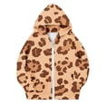 thumbnail image 4 of Lutiedan Leopard Zip up Hoodie for Girls Oversized Fleece Lined Warm Outerwear Lightweight Fall Winter Sweatshirt Size 4-12,Coffee, 4 of 6