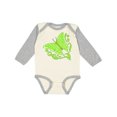 

Inktastic Lime butterfly Gift Baby Boy or Baby Girl Long Sleeve Bodysuit