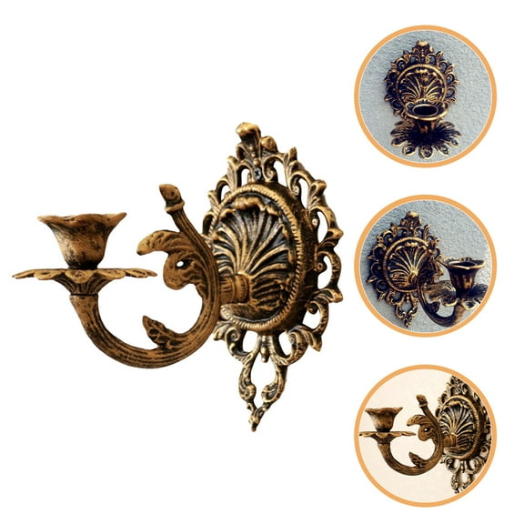 WHAMVOX Wall Mounted Cast Iron Candle Holder 18.50X18.00X13.00CM Golden
