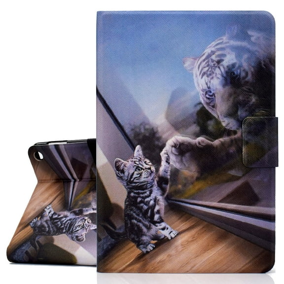 Fire HD 10 2021/ Fire HD 10 Plus Case, Allytech Slim PU Leather Flip Cover Smart Auto Sleep Wake Multi Angle Stand Shockproof Case for All-new Amazon Fire HD 10 2021/ HD 10 Plus 11th Gen,Tiger Cat