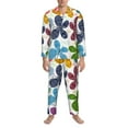 thumbnail image 4 of Bingfone Men'S Pajama Set 2 Piece Loungewear Pjs, Long Sleeve With Pajama Pants-Colorful Butterflies, 4 of 9