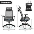 thumbnail image 2 of Gymax High Back Mesh Office Chair Swivel Executive Chair w/ Lumbar Support Grey, 2 of 10