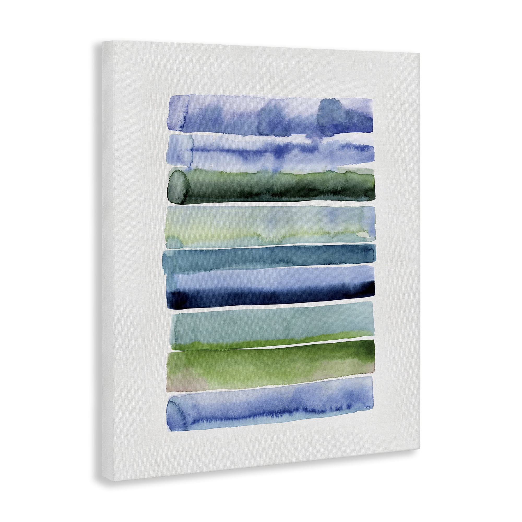 Stupell Industries Green & Blue Ombre Stripes Abstract Painting Gallery Wrapped Canvas Art Print Wall Art, 16 x 20