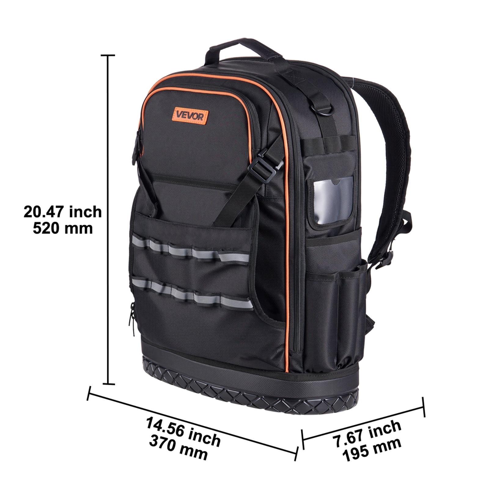 VEVOR Tool Backpack with Tools, 65 Pockets, Heavy-duty Tools Storage Organizer Bags with Laptop Compartment & Molded Base, Electrician Jobsite Backpack for Electrician, Repairman, and HVAC Techs