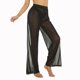 thumbnail image 4 of RUEWEY Pantalones de malla transparente para mujer, traje de baño, parte inferior de bikini, cintura elástica, pierna ancha, pantalones largos palazzo (2XL negro), 4 of 5