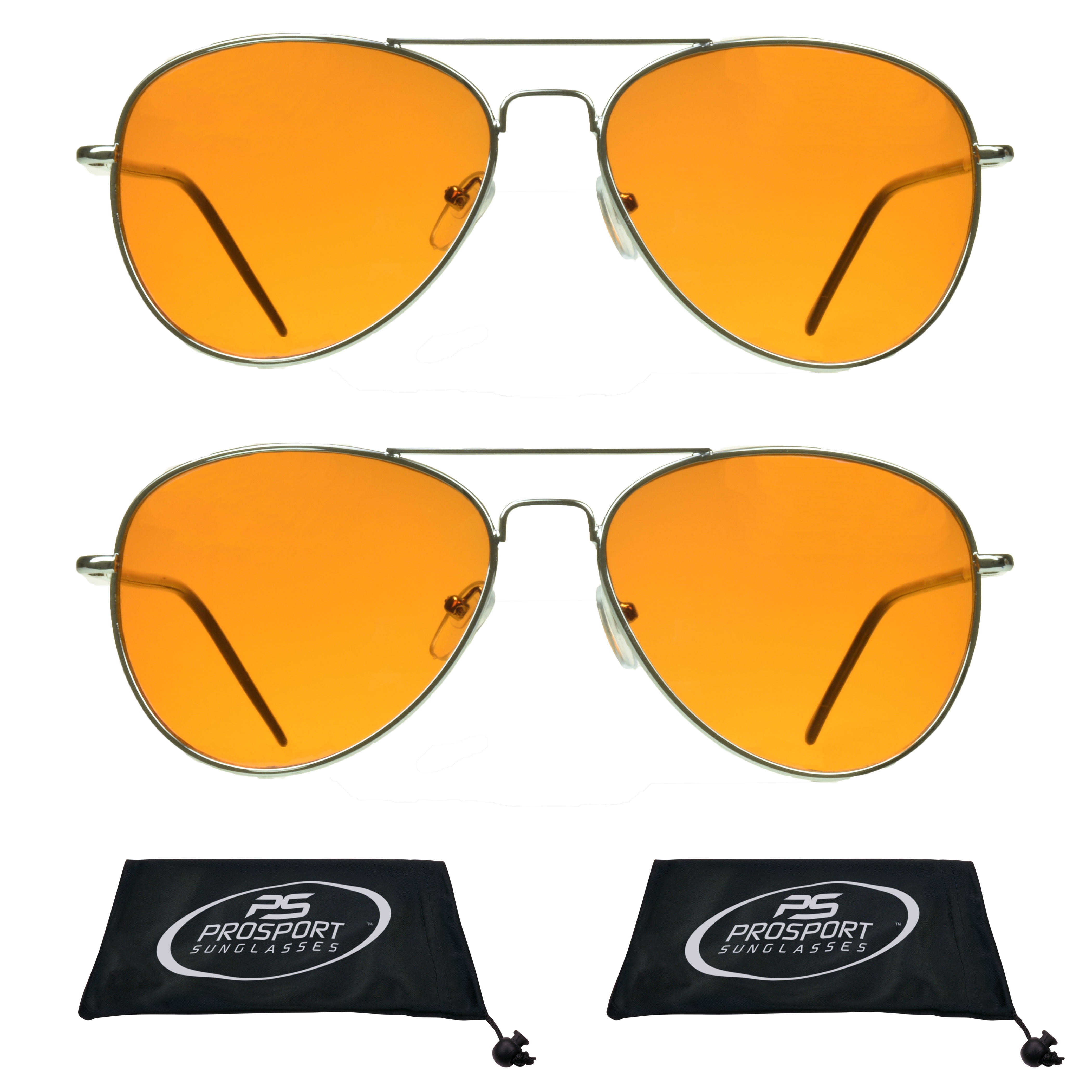 proSPORT Aviator Sunglasses Blue Light Blocker HD Amber Casual Silver ...
