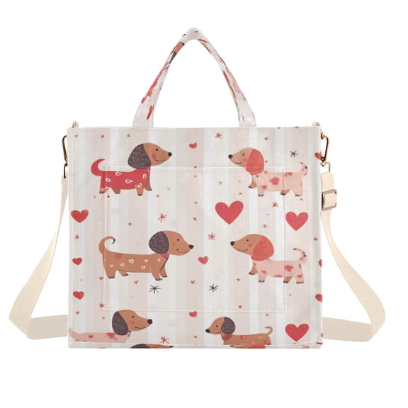 Corduroy Tote Bag for Women Shoulder Handbags Fashion Ladies Purses Satchel Messenger Bags Cute Dachshunds S