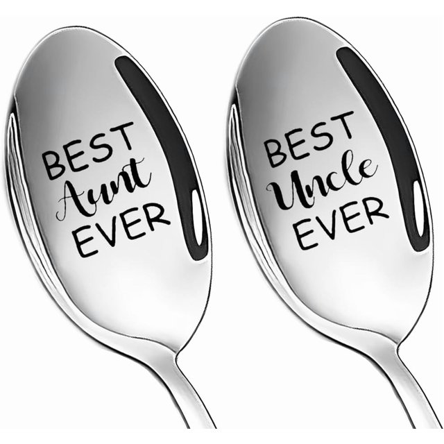 Uncle Aunt Gift for Aunts Uncles Christmas Gifts for Auntie Uncle Matching Spoons Gift for Aunt Uncle Best Uncle Aunt Ever Gifts from Niece Nephew Tea Spoon Gifts for Bonus Uncle Aunty Birthday Gifts