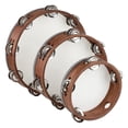 thumbnail image 1 of 3 PCS Wooden Hand Held Percussion Tambourine , Tambourines Musical Instrument for Church, Wedding, , Dance, 1 of 7