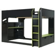 thumbnail image 6 of Harper & Bright Designs Full Size Gaming Loft Bed with Height-adjustable Desk & RGB Lights, Full Wood Loft Bed Frame with Storage Compartments & Hanging Rod, Green, 6 of 18
