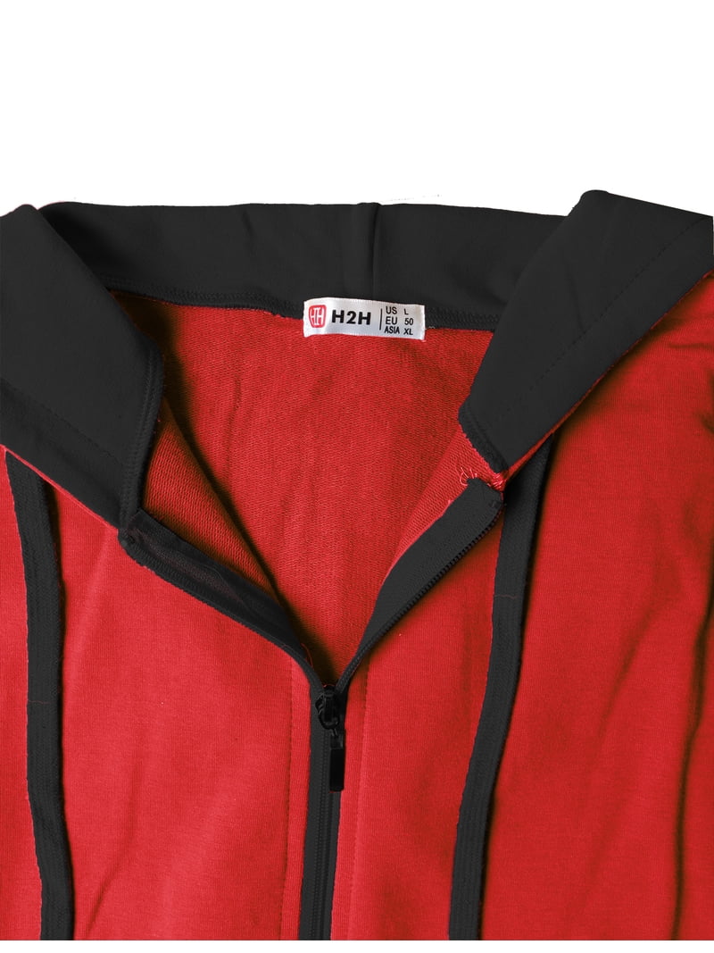 H2H Mens Active Fashion Sleeveless Hoodie Zip-up Vest RED US 3XL