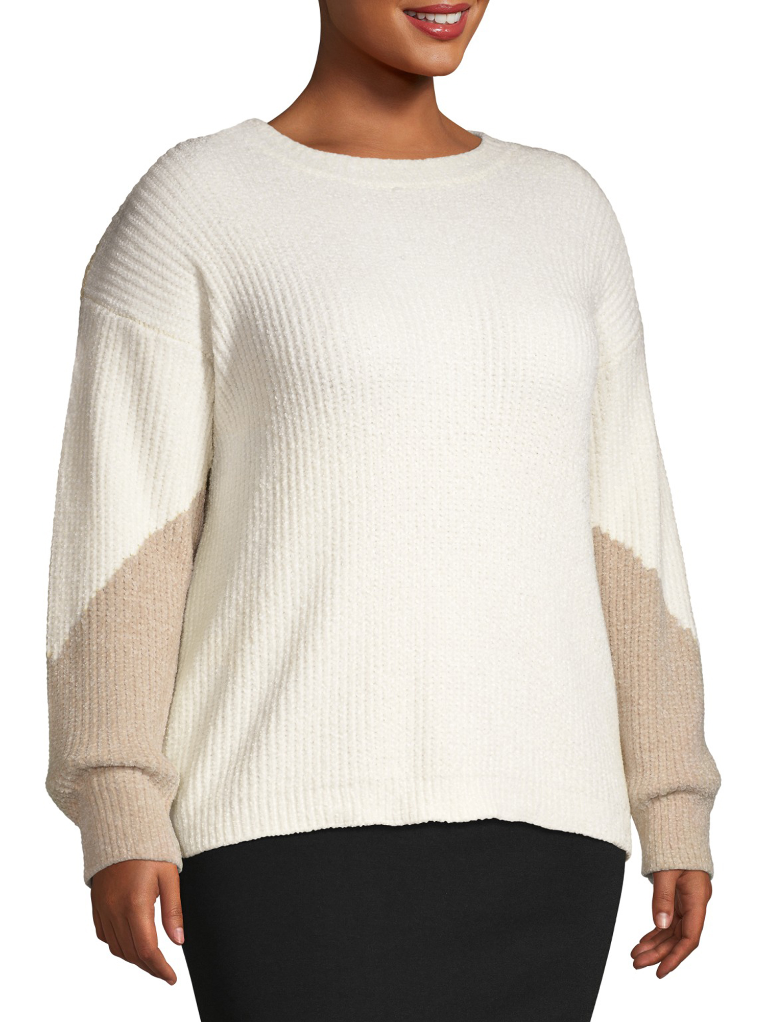 Heart & Crush Women's Plus Size Chenille Color Block Pullover - image 2 of 7