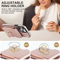 thumbnail image 5 of Nalacover Wallet Case for iPhone 12 Pro / iPhone 12 6.1", Back Card Slots/Bag Magnetic Button Ring Holder Stand Cover with RFID Blocking Wrist Hand Strap Luxury PU Leather Anti-Shocks Case,Rosegold, 5 of 9
