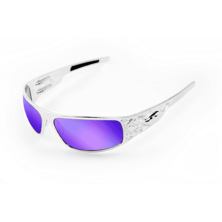 Big Lens Sunglasses - ICICLES Big Daddy Bagger HD Road Lens Lens Sunglasses with Chrome Flames