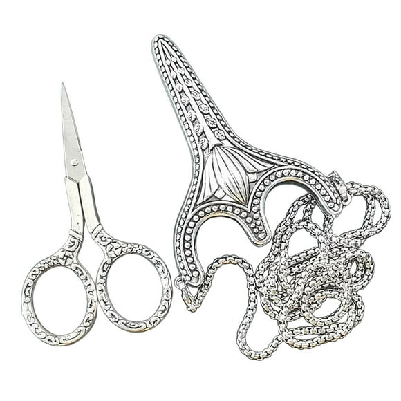 EDFBUYKRS Petits Ciseaux à Broder avec Collier / Ciseaux à Coudre pour Découpe de Tissu Ciseaux Vintage / Ciseaux à Broder Antiquités avec Porte-Collier / Porte-Ciseaux Col