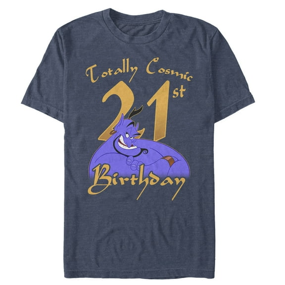 Men's Aladdin Genie Cosmic 21st Birthday  Graphic Tee Navy Blue Heather 2X Large