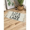 thumbnail image 3 of Life Is Better at The Lake Bath Rug 2x3ft Woven Bathroom Entryway Runner Rug,Rustic Black Artistic Aesthetics Washable Living Room Hallway Bedroom Kitchen Carpet with Tassels,Indoor Outdoor Doormat, 3 of 5