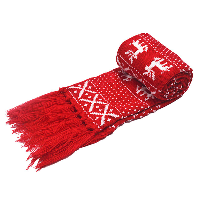 Bufanda unisex con diseño de copos de nieve y renos navideños, bufanda de punto larga y cálida para otoño e invierno