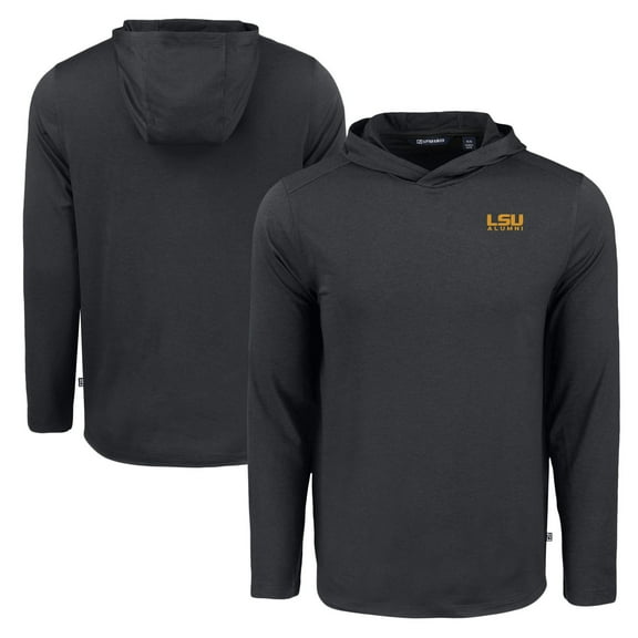 Men's Cutter & Buck Black LSU Tigers Coastline Epic Comfort Eco Recycled Long Sleeve Hoodie T-Shirt
