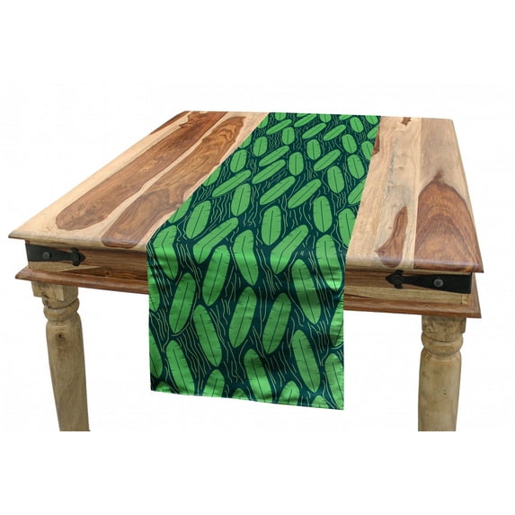 Tropical Table Runner, Exotic Banana Palm Leaves Motif Botanical Hipster Jungle Foliage Summer, Dining Room Kitchen Rectangular Runner, 3 Sizes, by Ambesonne