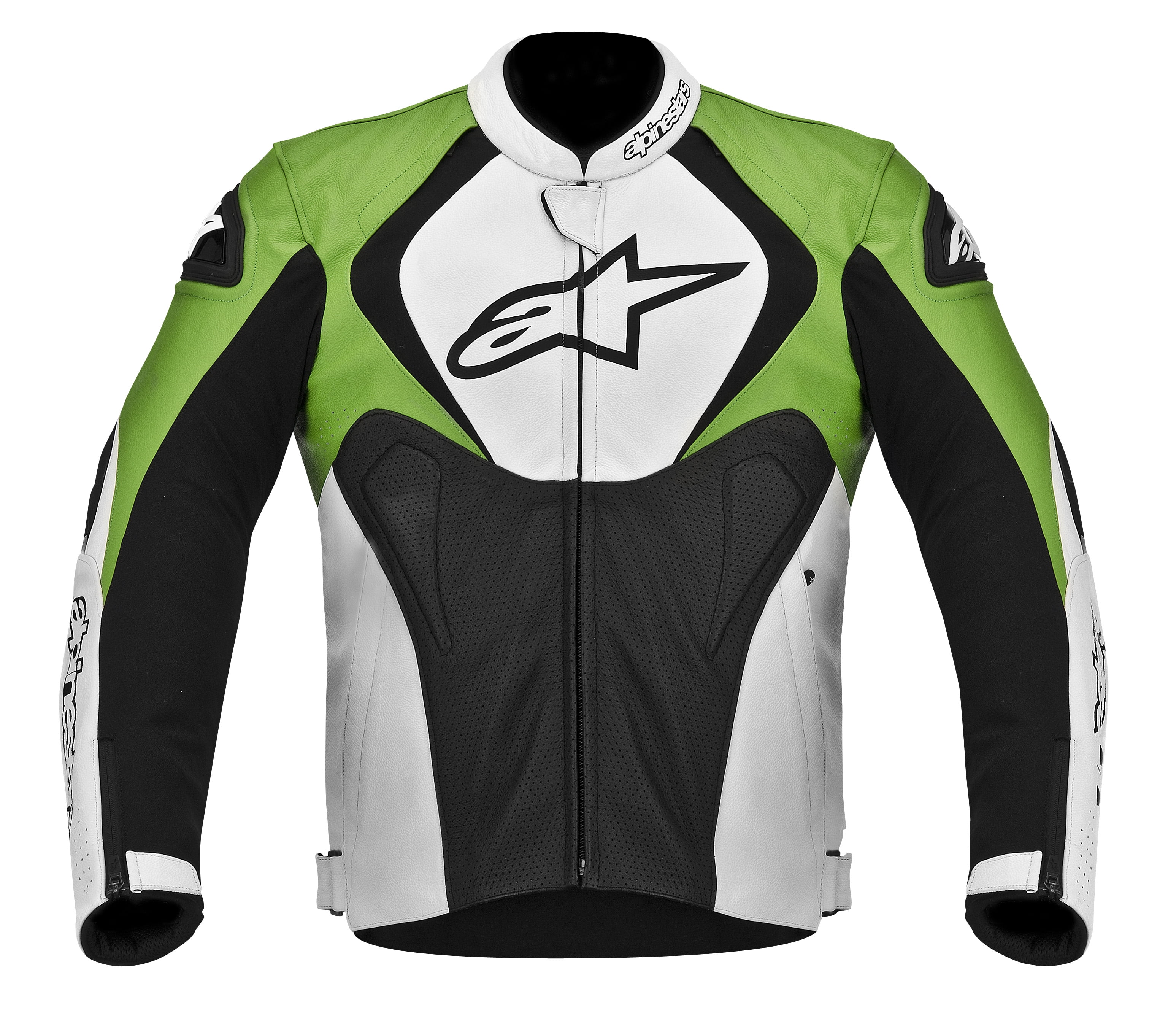 Alpinestars Jaws Perforated Leather Jacket Black White Alpinestars Jaws Perforated Leather Jacket Black White Green Com