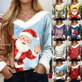 thumbnail image 2 of adviicd Ugly Christmas Sweater Women Funny 2025 Xmas V Neck Faux Fur Trim Pullover Tops Casual Party Costume (Blue, XXL), 2 of 7