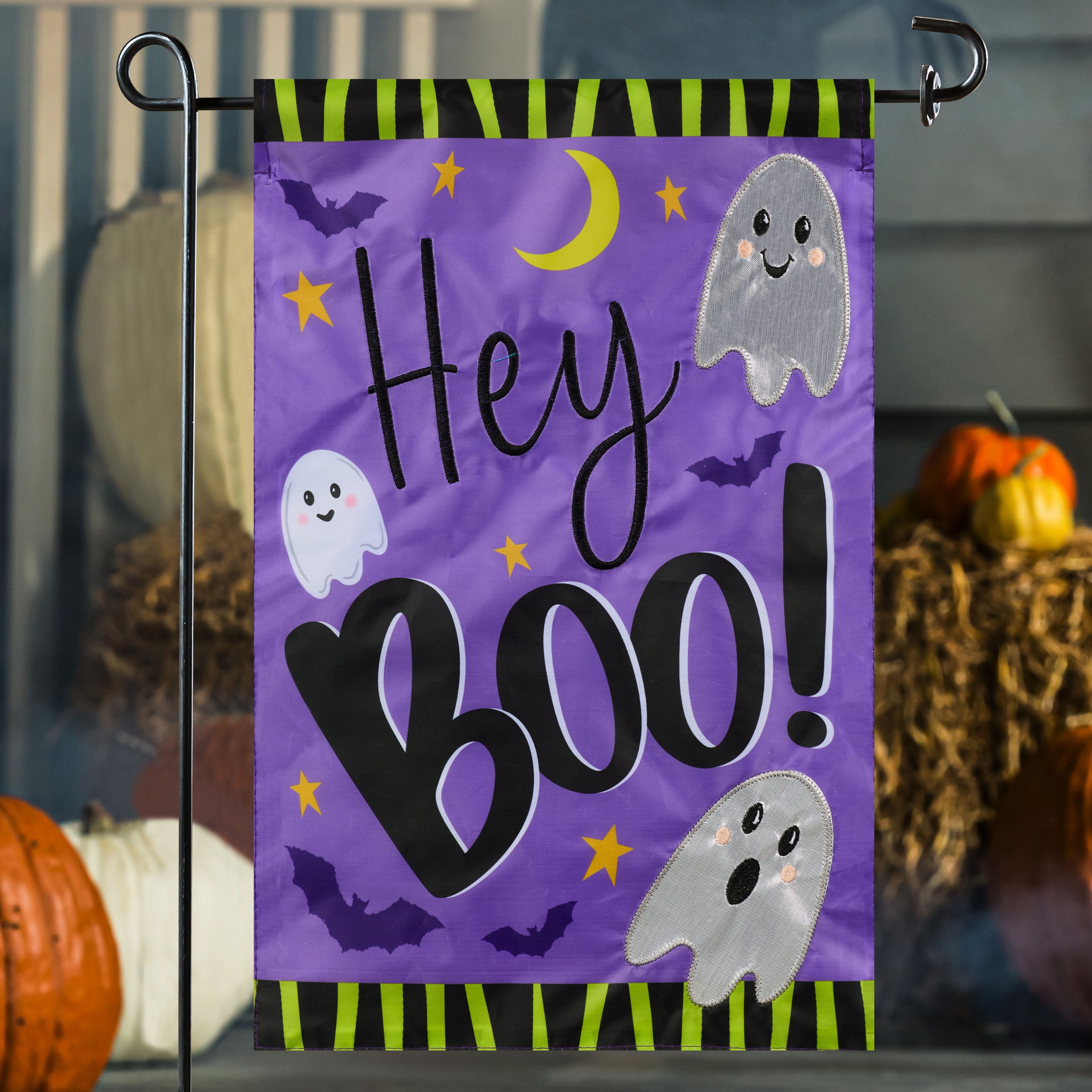 Hey Boo Yard Flag 11.5in x 18in