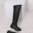 thumbnail image 6 of Dakaela Women's Slouchy Knee High Boots Comfortable Round Toe Riding Combat Boots for Fall and Winter Wear, 6 of 8