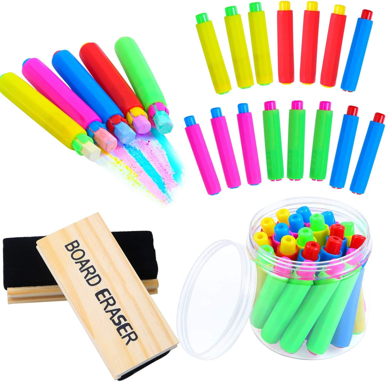 20 Pieces Plastic Chalk Holder Adjustable Colored Chalk Clip with Round