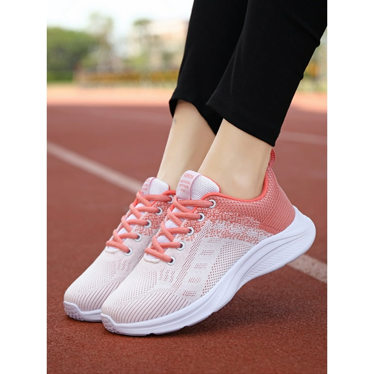 Womens Sneakers Breathable Running Shoe Comfort Athletic Shoes Workout Lightweight Trainers Mesh Sport Black Pink 4.5 Walmart
