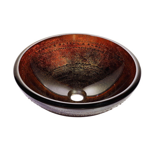 Kraus Copper Glass Circular Vessel Bathroom Sink with Faucet 