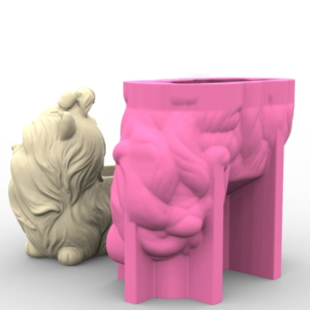 WINDLAND Pen Holder Moulds Dog Shape Epoxy Resin Molds Silicone Moulds Concrete Casting Molds for Making Decorative Flower Pots