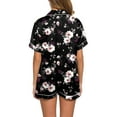 thumbnail image 5 of GEWSEY Womens Pajamas Set Summer Short Sleeve Pjs Button Down Loungewear Soft Sleepwear (Black, S), 5 of 5