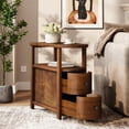 thumbnail image 6 of Finmind Solid Wood End Table with 2 Drawers, Fully Assembled Narrow Side Table, Slim Nightstand for Bedroom, Walnut Brown, 6 of 7