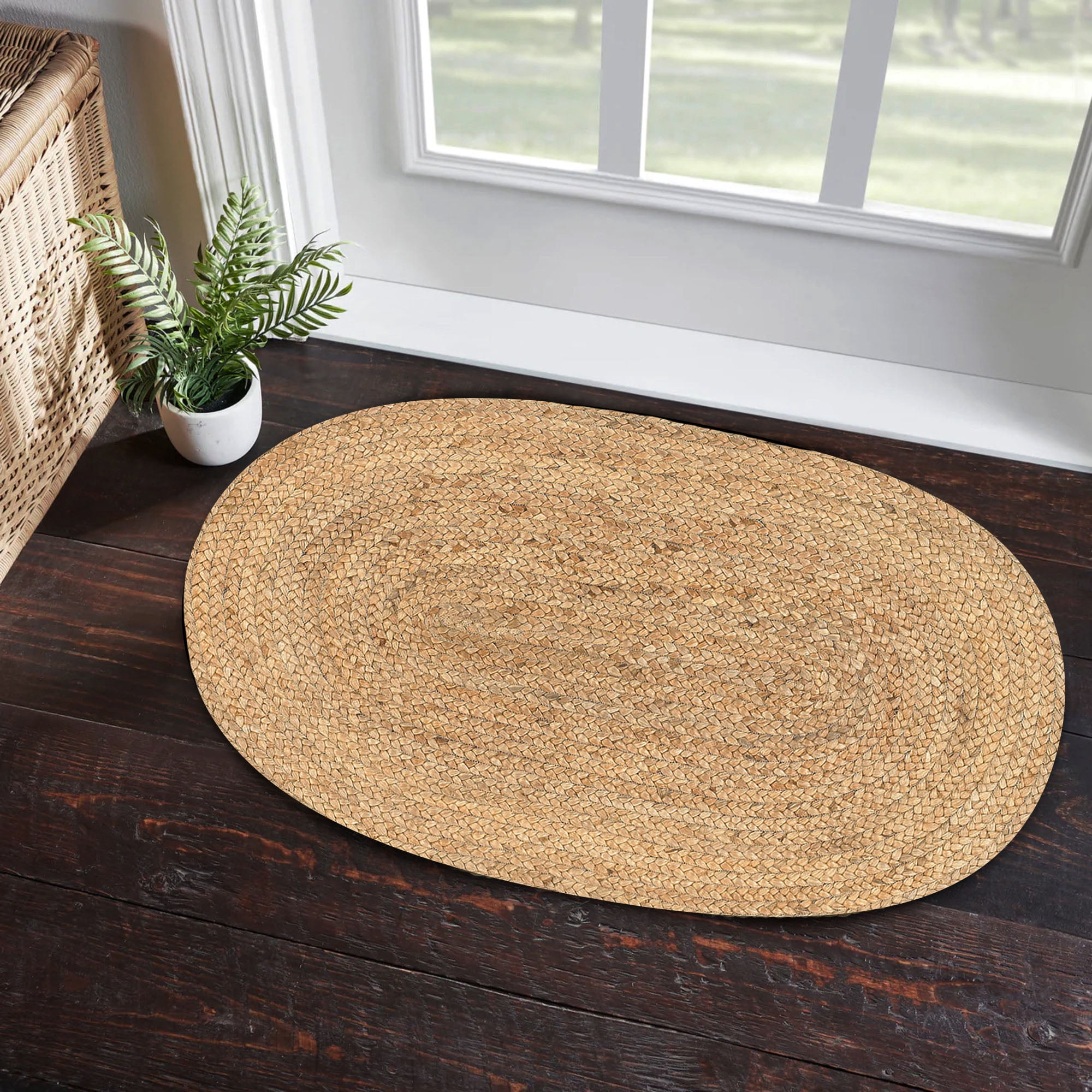 Ox Bay Cora 2' x 3' Natural Braided Jute Oval Indoor Area Rug