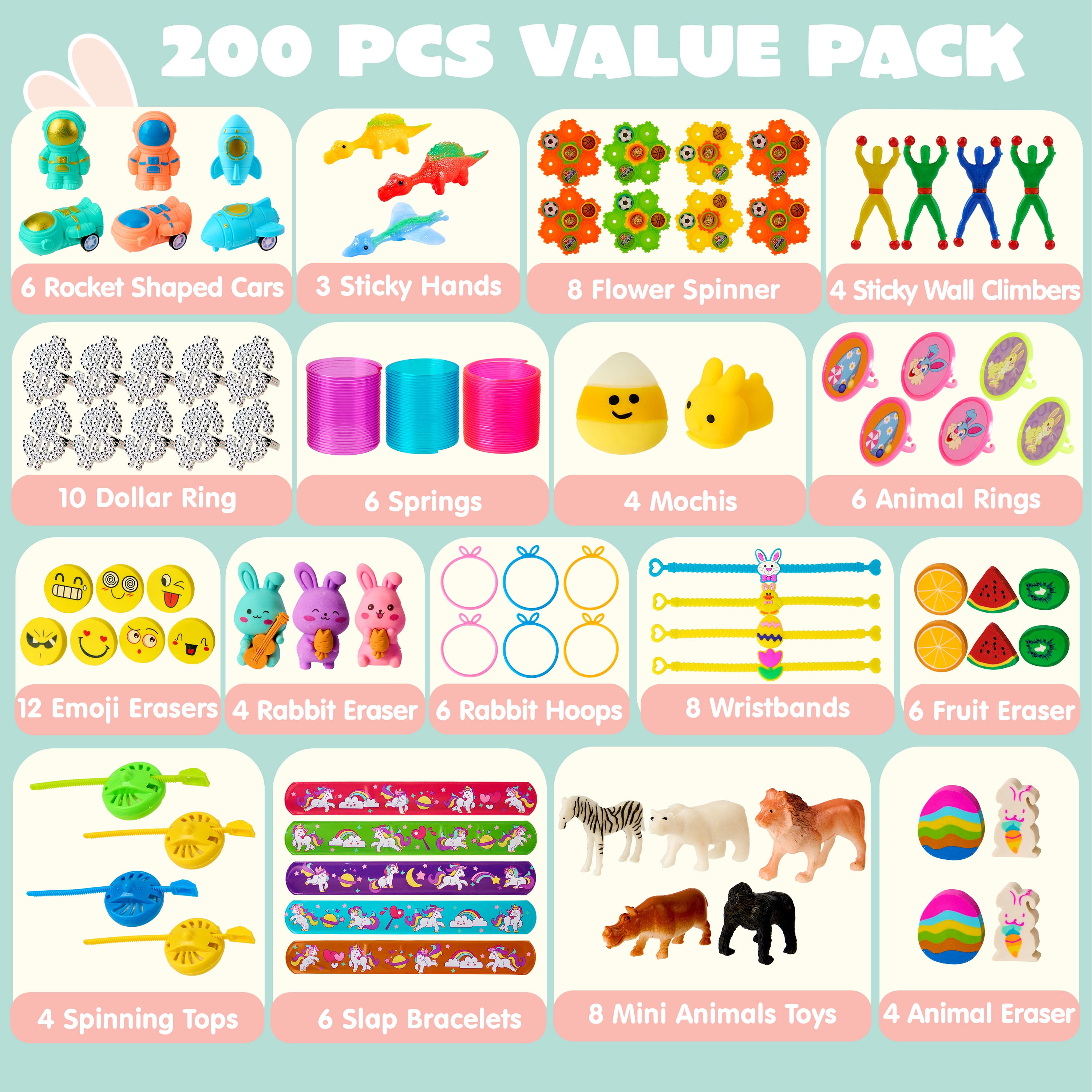 Joyfy 200 Packs Prefilled Easter Eggs with Assorted Toys,2.3" Easter Egg Bulk for Kids,Easter Eggs Hunt Events,Basket Stuffers Fillers,Classroom Prize Supplies
