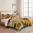 thumbnail image 5 of Twin XL Quilt Set 68''x98'', Yellow Sunflower Lightweight Summer Bedspread Coverlet Set with 2 Pillow Shams, Watercolor Retro Floral Plant Leaf Breathable All Season Quilt Bedding for Dorm/Guest Room, 5 of 9