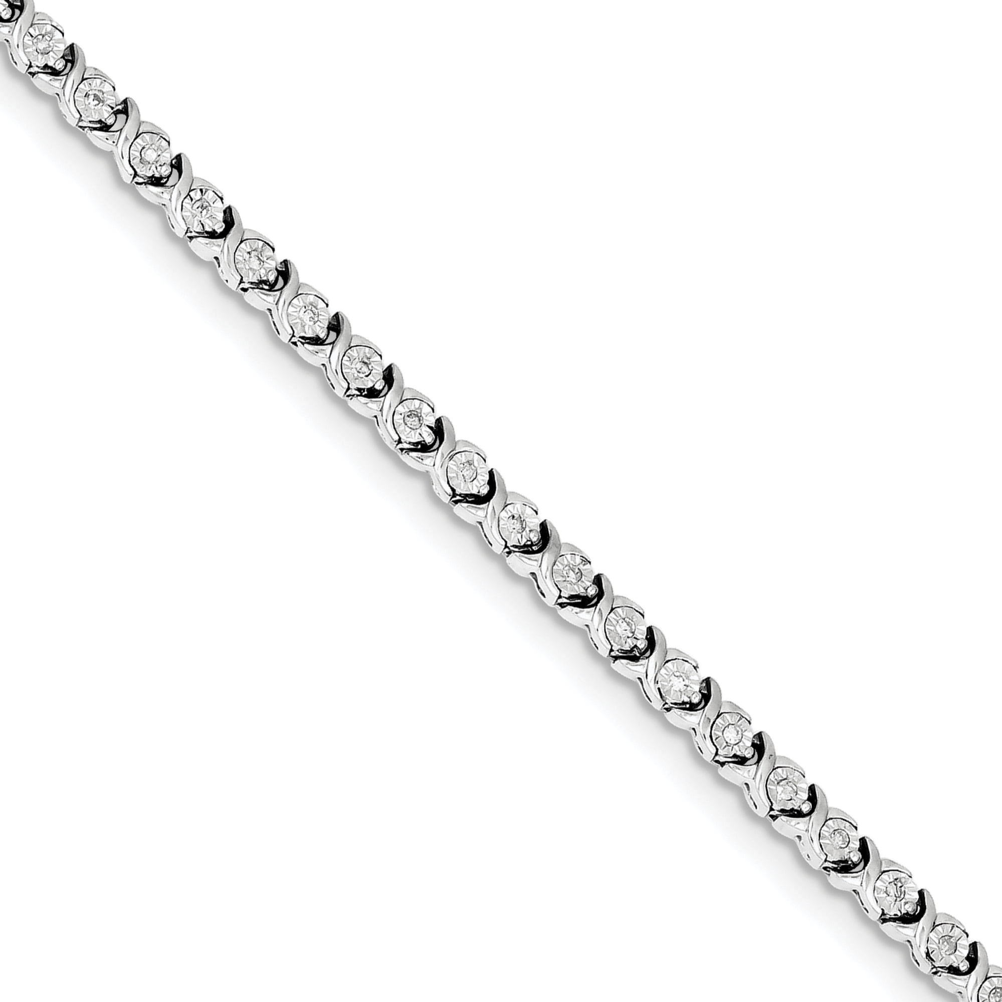 Saris And Things 925 Sterling Silver Rhodium Plated Diamond Tennis Bracelet Walmart Com Walmart Com