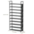 thumbnail image 5 of 10 Tier Tall Shoe Rack with 5 Hooks and Pocket, Sturdy Shoes Storage Organizer for Closet, Large Capacity Space Saving Shelf for Garage, 5 of 8