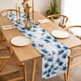 thumbnail image 3 of Navy Blue Floral Table Runner - 72 Inch Long, Kitchen Dining Table Runner Dresser Scarves, Spring Flowers Butterflies Wooden Farmhouse Decor for Coffee Tables Wedding Party Banquet, 3 of 8